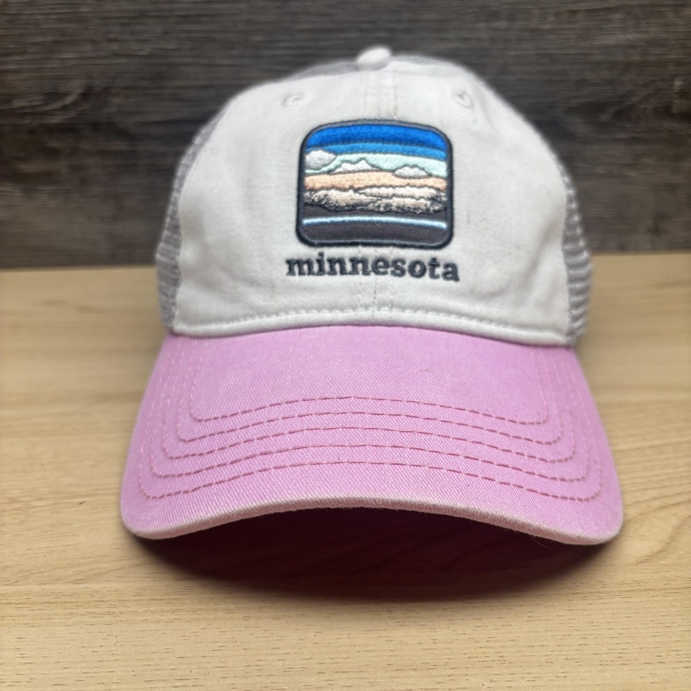 Minnesota Hat Cap Strap Back Pink White Mesh Trucker Baseball Womens Home Sweet